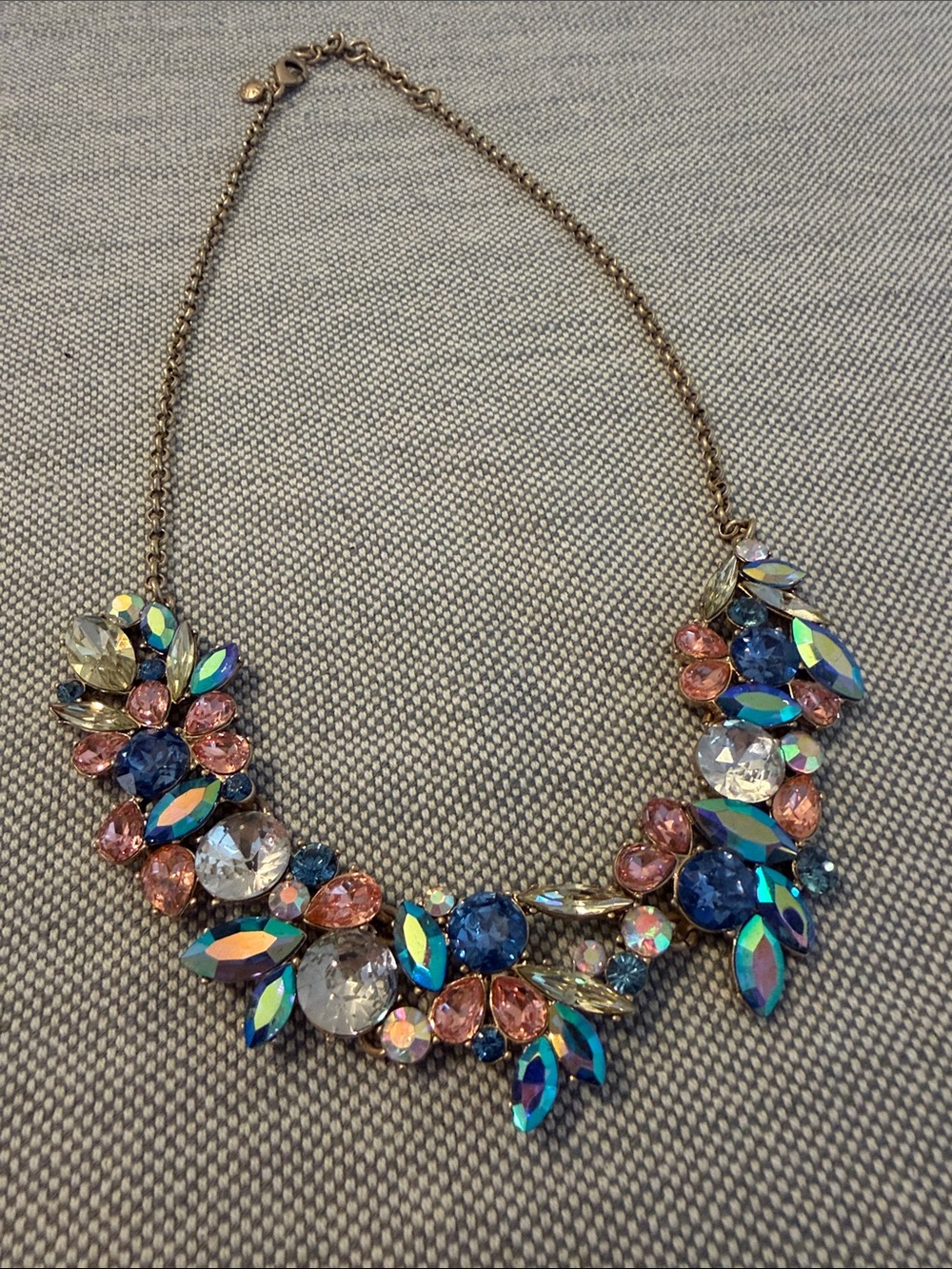 Banana Republic Pink, Blue and Iridescent Crystal Bib Necklace